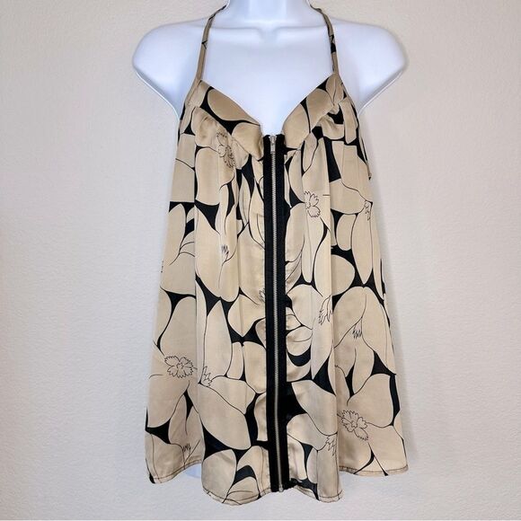 My Story Tops - Floral Zip Front Floral Blouse Tank